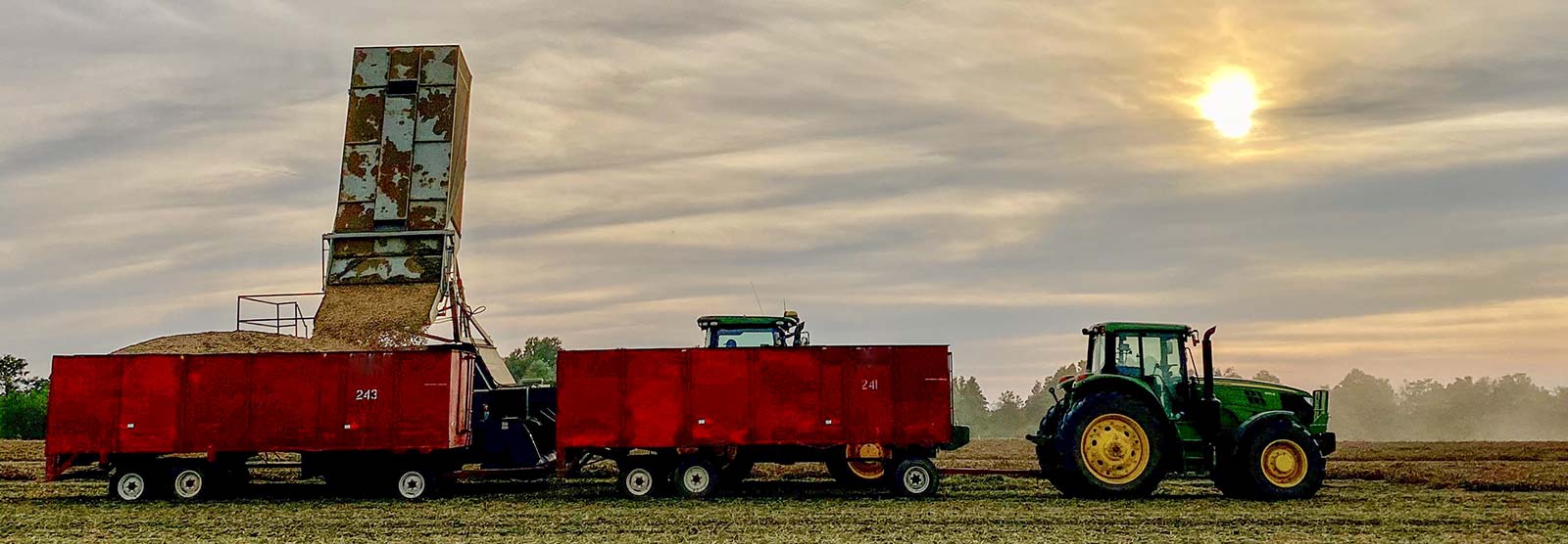 Tractor and other agricultural equipment on a farm.